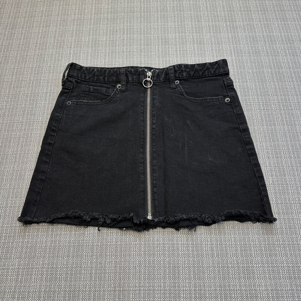 Aeropostale Y2K Indie Sleaze Mini‎ Skirt size 0 Low Rise Raw Hem Zipper Front